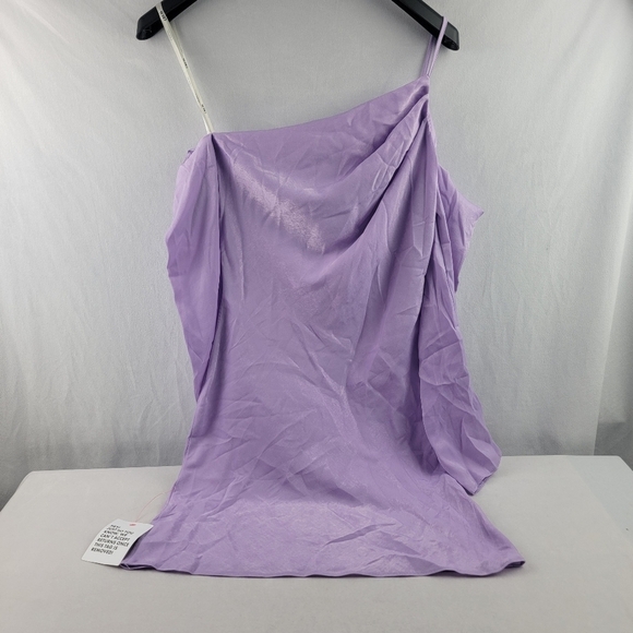 NWT Asos asymmetric satin mini dress with cold shoulder in mauve size 4 - Picture 7 of 8